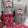 Pijama Natal HO HO HO Cinza - Criança e Adulto (várias opções)