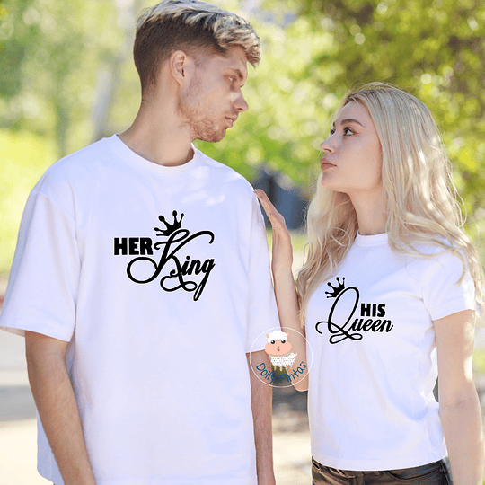 T-shirt HER KING & HIS QUEEN (várias opções) - Adulto