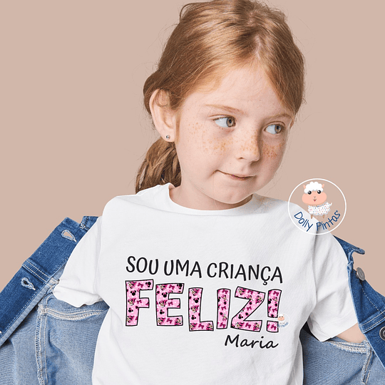 T-shirt ADORO SER CRIANÇA / SOU UMA CRIANÇA FELIZ MINNIE (várias opções) - Criança