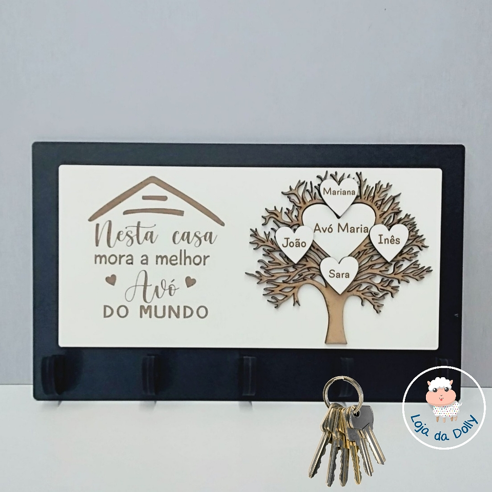 Chaveiro de Parede NESTA CASA - AVÓ, AVÔ e AVÕS 3