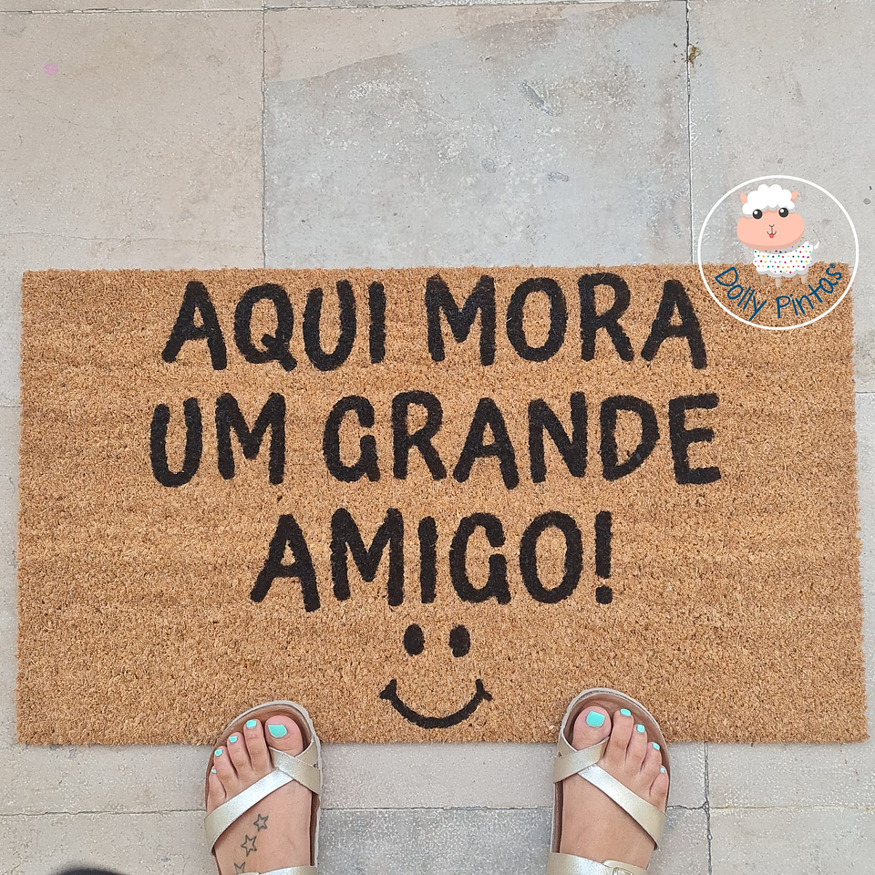 Tapete Entrada AQUI MORA UM GRANDE AMIGO Personalizado 1