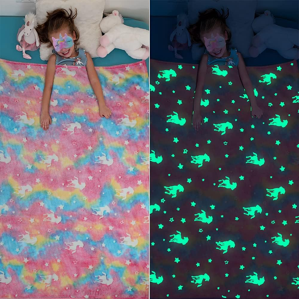 Manta Mágica UNICÓRNIOS E ESTRELAS RAINBOW (brilha no escuro) 4