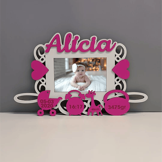 Moldura Foto DADOS NASCIMENTO Pendurar Personalizada MDF (várias opções)