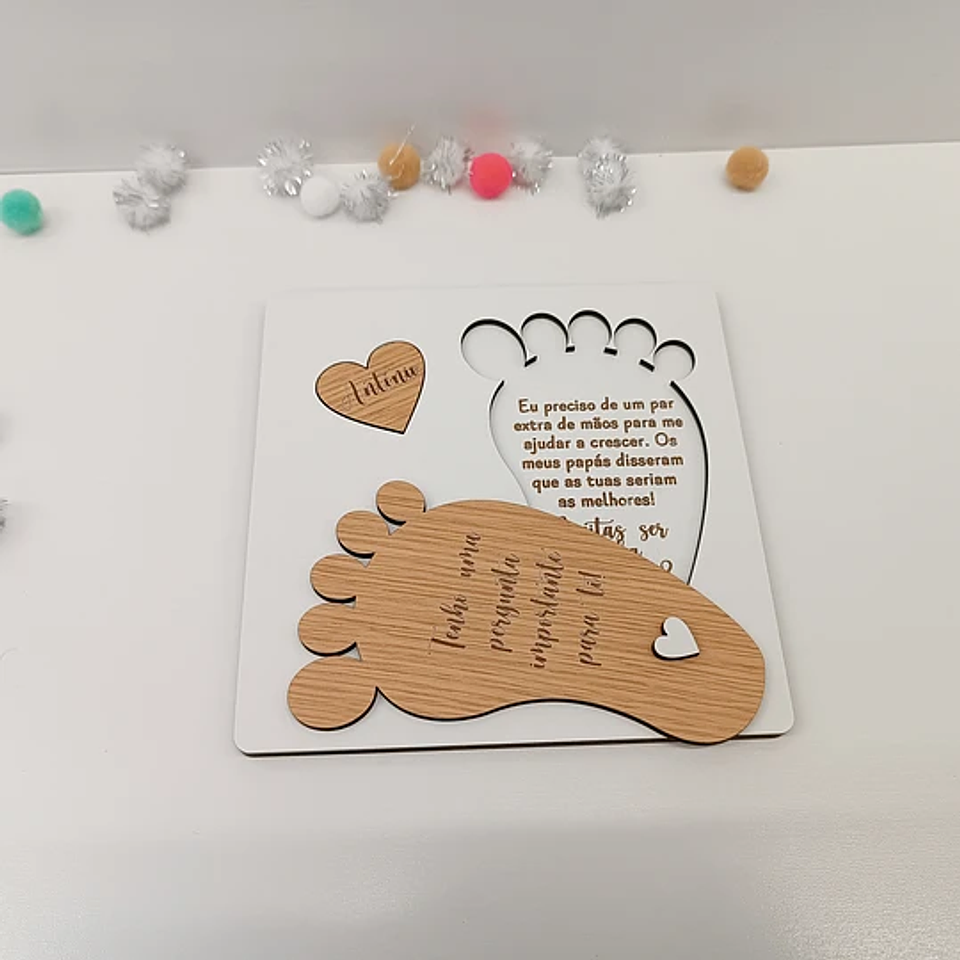 Placa Convite Padrinhos PÉZINHO Personalizada 5