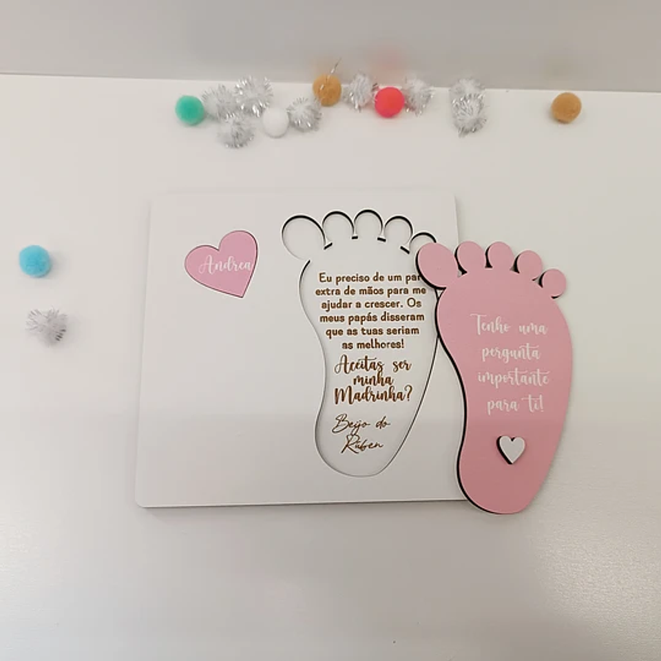 Placa Convite Padrinhos PÉZINHO Personalizada 3