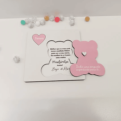 Placa Convite Padrinhos URSINHO Personalizada