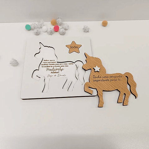 Placa Convite Padrinhos UNICÓRNIO Personalizada