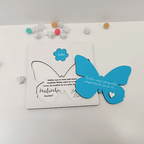 Placa Convite Padrinhos BORBULETA Personalizada 