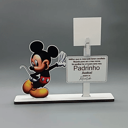 Placa Convite PORTA FOTO Padrinhos MICKEY (várias opções) 