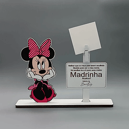 Placa Convite PORTA FOTO Padrinhos MINNIE (várias opções)