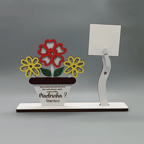 Placa Convite PORTA FOTO Padrinhos VASO FLORES Personalizada