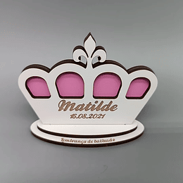 Placa ou Íman COROA Lembrança Batismo/Aniversário/Casamento/Festa Personalizada MDF (várias opções)