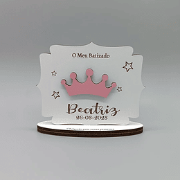 Placa ou Íman COROA Lembrança Batismo/Aniversário/Casamento/Festa Personalizada MDF (várias opções)