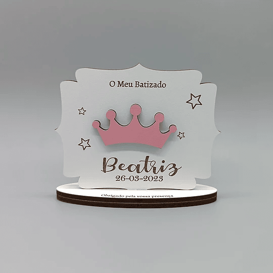 Placa ou Íman COROA Lembrança Batismo/Aniversário/Casamento/Festa Personalizada MDF (várias opções)