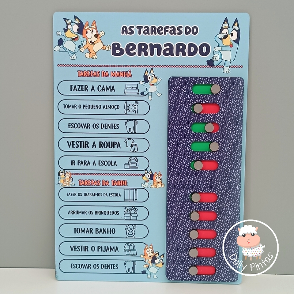 Quadro Tarefas Diárias Infantil BLUEY & BINGO Personalizado 1