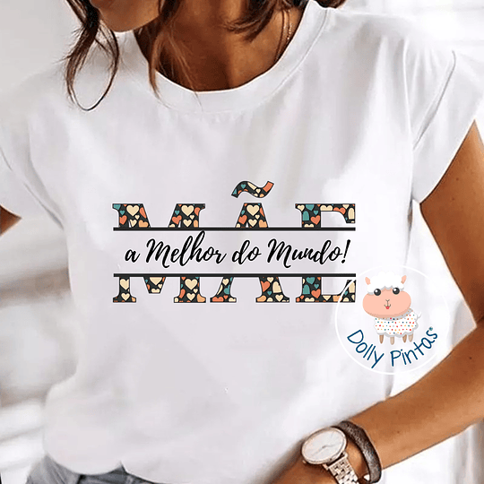 T-shirt MÃE CORAÇÕES Personalizada - Adulto