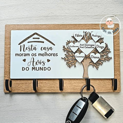 Chaveiro de Parede NESTA CASA - AVÓ, AVÔ e AVÕS