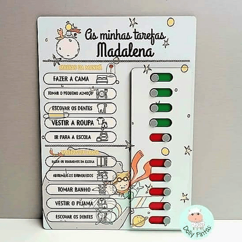Quadro Tarefas Diárias Infantil PRINCIPEZINHO Personalizado