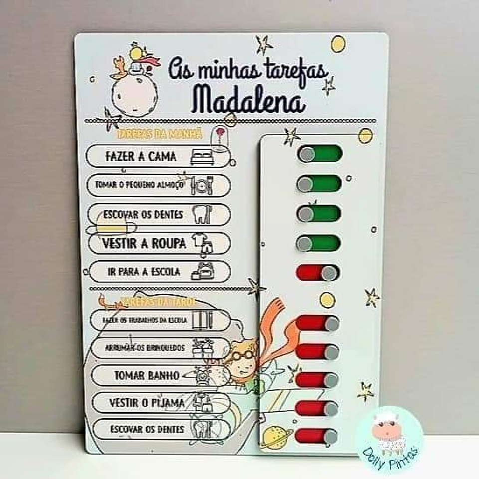 Quadro Tarefas Diárias Infantil PRINCIPEZINHO Personalizado 1