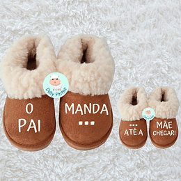 Pantufas MANDA PAI MÃE (várias frases) - Criança e Adulto