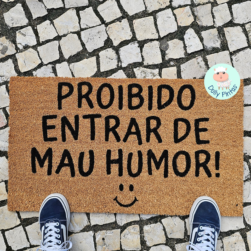 Tapete Entrada PROIBIDO ENTRAR DE MAU HUMOR Personalizado 2