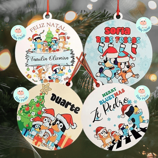 Bolas Natal BINGO & BLUEY Personalizadas