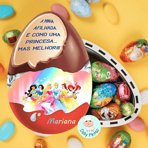 Caixa Presente Ovo PRINCESAS Personalizada