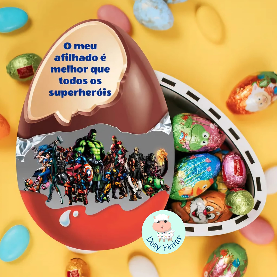 Caixa Presente Ovo SUPER-HERÓIS AVENGERS Personalizada  1