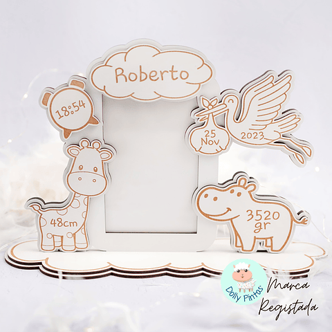 Moldura Foto DADOS NASCIMENTO ANIMAIS Personalizada