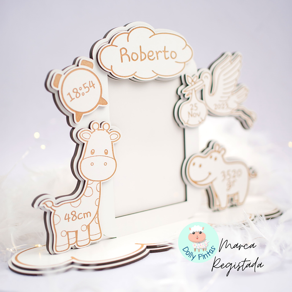 Moldura Foto DADOS NASCIMENTO ANIMAIS Personalizada 2