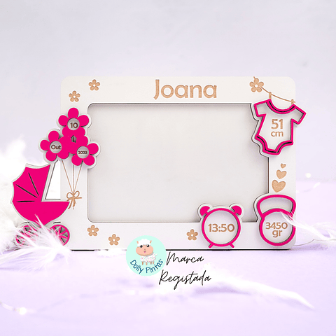 Moldura Foto DADOS NASCIMENTO CARRINHO Personalizada (várias opções)