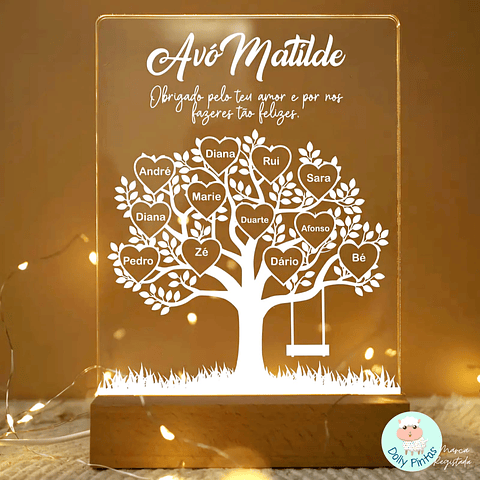 Placa Decorativa CANDEEIRO LED  ÁRVORE DA VIDA Personalizado