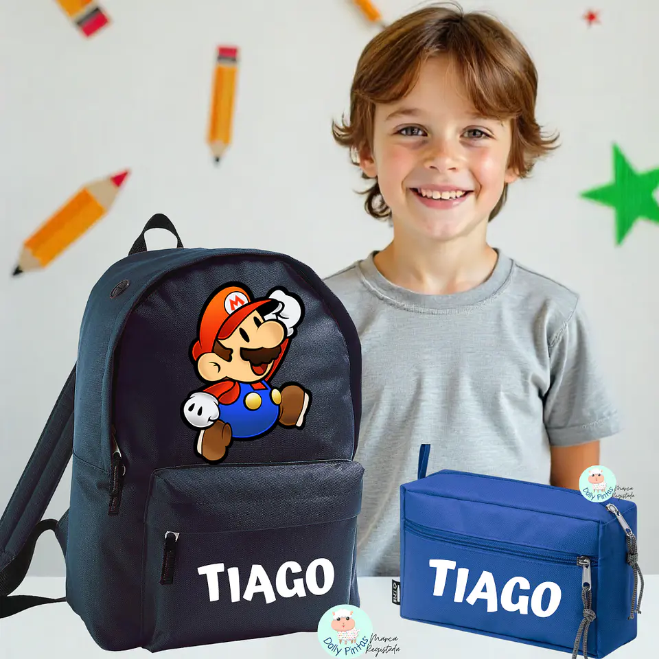 SUPER MARIO - Mochila Personalizada (vários tamanhos e cores) 1