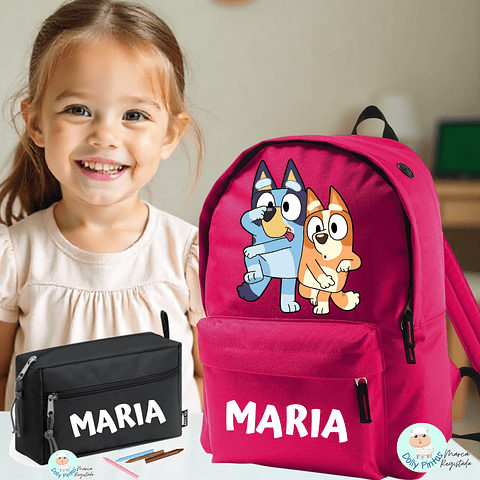 BLUEY E BINGO - Mochila Personalizada (vários tamanhos e cores)