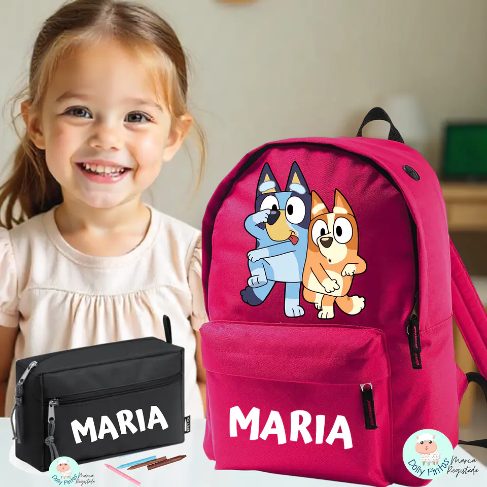 BLUEY E BINGO - Mochila Personalizada (vários tamanhos e cores) 1