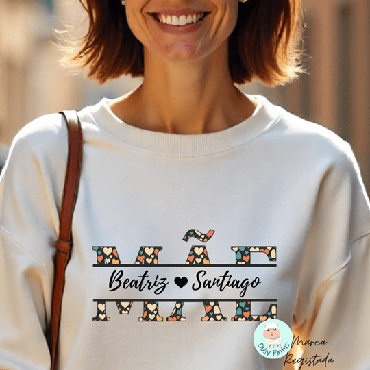 T-shirt e Sweat MÃE CORAÇÕES Personalizada (Adulto)