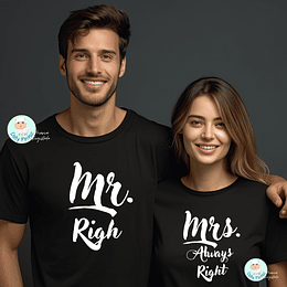T-shirt e Sweat MR. & MRS. RIGHT Personalizada (Adulto)
