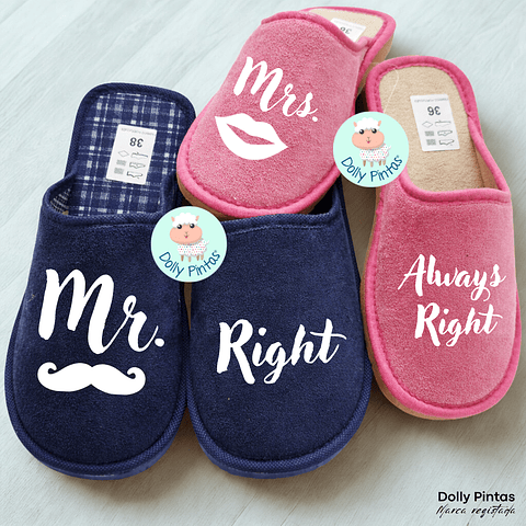 Chinelos Mr. & Mrs. Right (várias opções) - Adulto