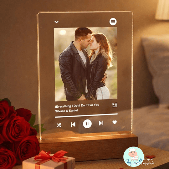 Placa Decorativa CANDEEIRO MÚSICA LED FOTO Personalizado