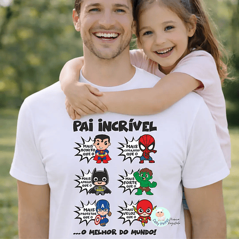T-shirt PAI SUPER HERÓIS Personalizada (Criança e Adulto)
