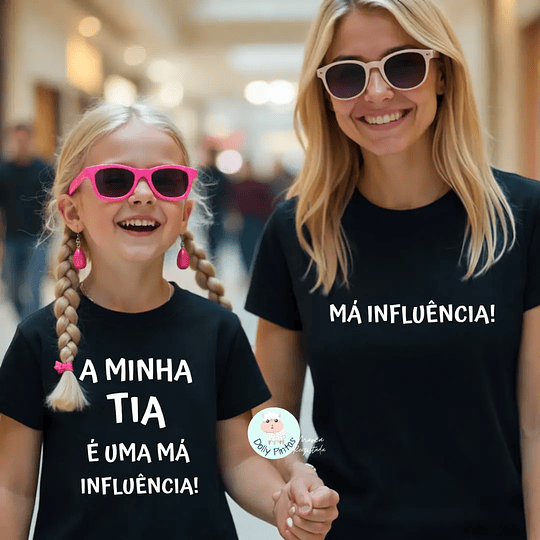 T-shirt MÁ INFLUÊNCIA Personalizada (Criança e Adulto)