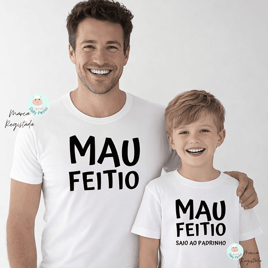 T-shirt MAU FEITIO PADRINHO E MADRINHA personalizada (Criança e Adulto)