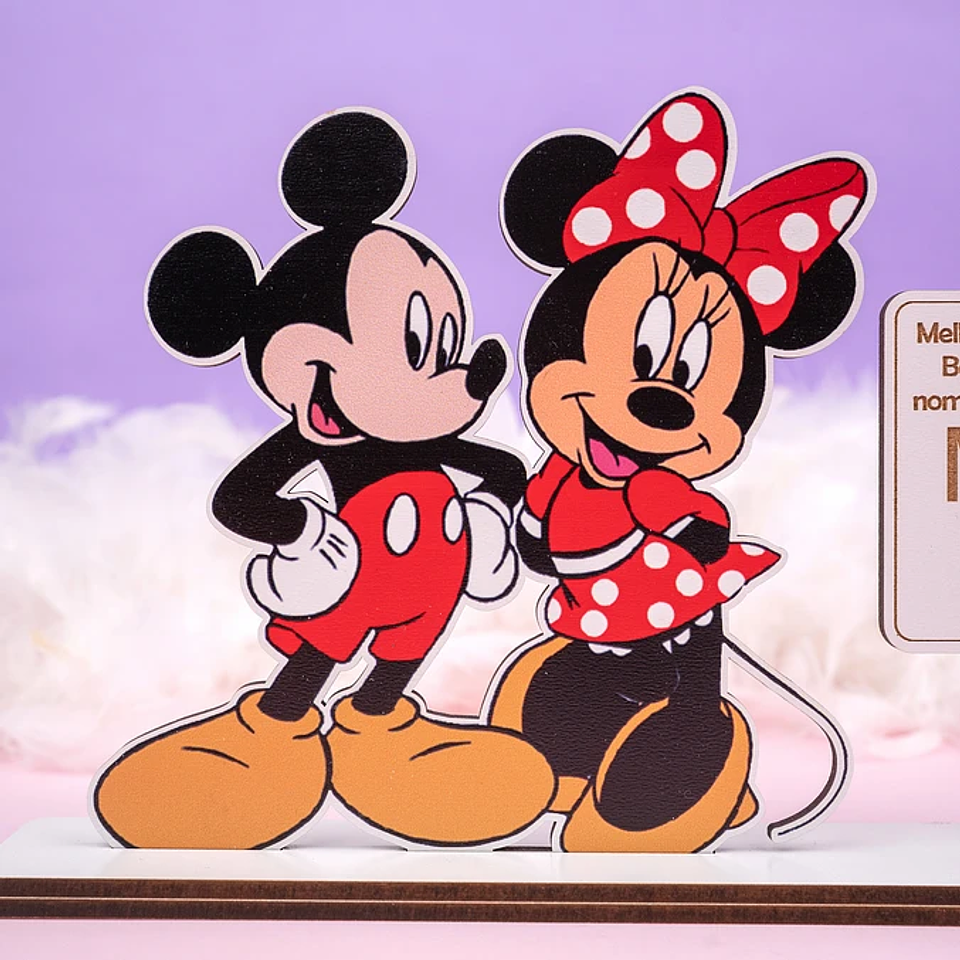 Placa Convite PORTA FOTO Padrinhos MINNIE & MICKEY Personalizada 3