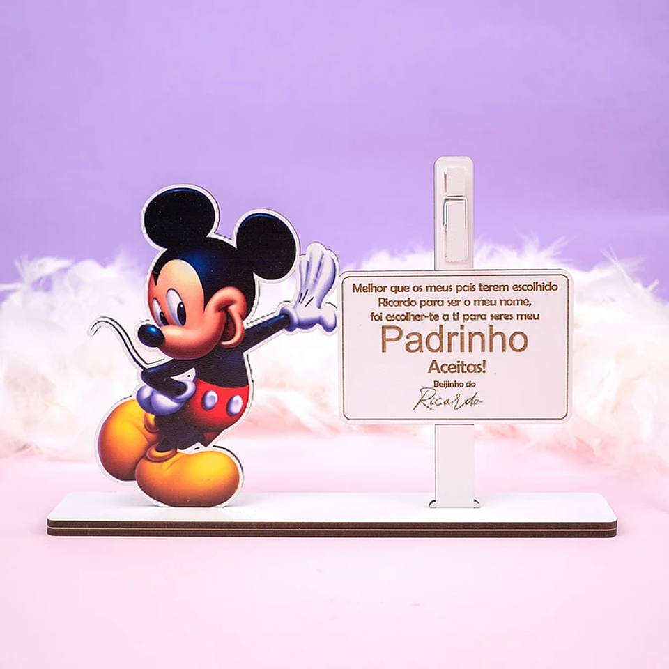 Placa Convite PORTA FOTO Padrinhos MICKEY Personalizada 3