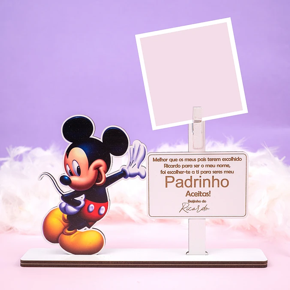 Placa Convite PORTA FOTO Padrinhos MICKEY Personalizada 1