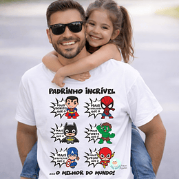 T-shirt PADRINHO SUPER HERÓIS - Edição Limitada Páscoa (Criança e Adulto)