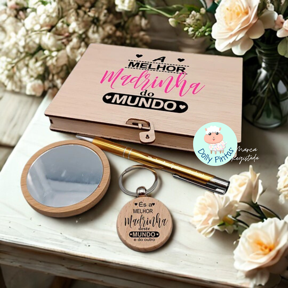 Caixa Presente MELHOR MADRINHA DO MUNDO Personalizada 1