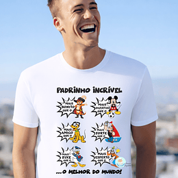 T-shirt PADRINHO PERSONAGENS DIVERTIDAS Personalizada (Adulto)