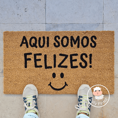 Tapete Entrada "Aqui Somos Felizes" Personalizado