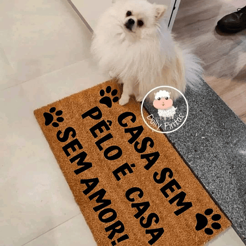 Tapete Entrada "Casa com Pêlo, Casa com Amor" Personalizado